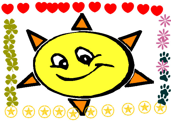 Disegno Sole sorridente  pitturato su GinVic