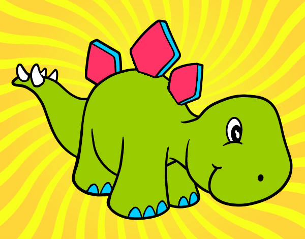 Disegno Bambino Stegosaurus pitturato su armadillo