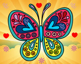 Disegno Mandala farfalla pitturato su polpetta