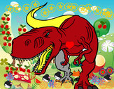 Disegno Tyrannosaurus Rex arrabbiata pitturato su Acarcol