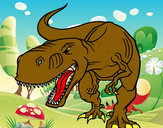 Disegno Tyrannosaurus Rex arrabbiata pitturato su STEFANOFIA