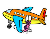 Disegno Aeroplano trasporto bagaglio pitturato su samell