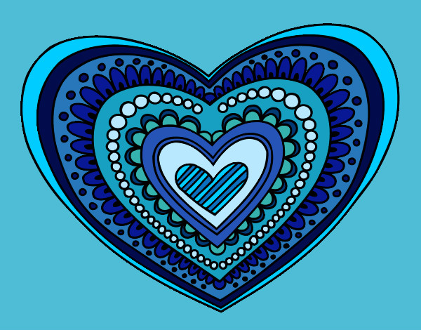 Disegno Mandala cuore pitturato su Bianca03