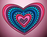 Disegno Mandala cuore pitturato su blake