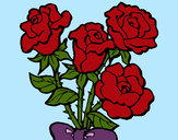 Disegno Mazzo di rose  pitturato su Bianca03