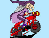 Disegno Strega in motocicletta  pitturato su Bianca03