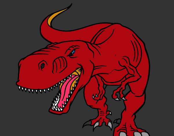 Disegno Tyrannosaurus Rex arrabbiata pitturato su RIKIONDOLO