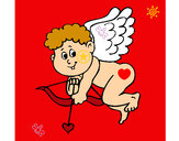 Disegno Cupido pitturato su mecy