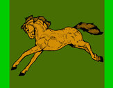 Disegno Cavallo in corsa pitturato su gallo