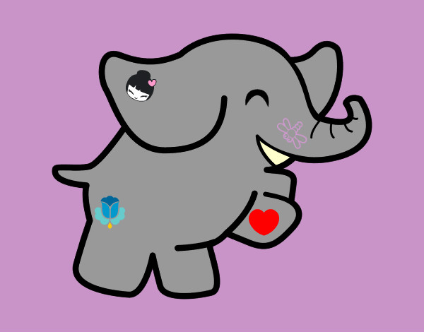 Disegno Elefante ballerino pitturato su vivi