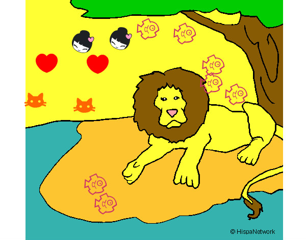 Disegno Il re leone pitturato su chiaraa