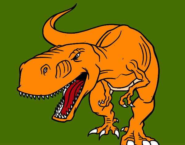 Disegno Tyrannosaurus Rex arrabbiata pitturato su Rocky