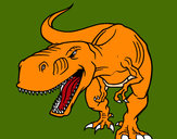 Disegno Tyrannosaurus Rex arrabbiata pitturato su Rocky