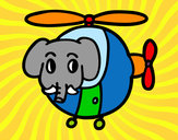 Disegno Elicottero con elefante pitturato su Gaiac