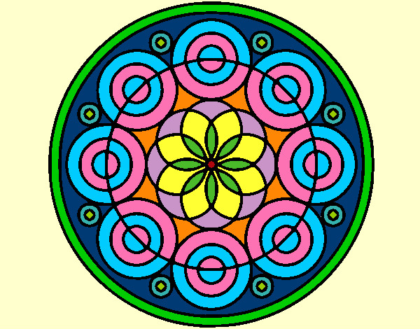 Disegno Mandala 35 pitturato su iladema
