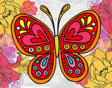 Disegno Mandala farfalla pitturato su stupenda05