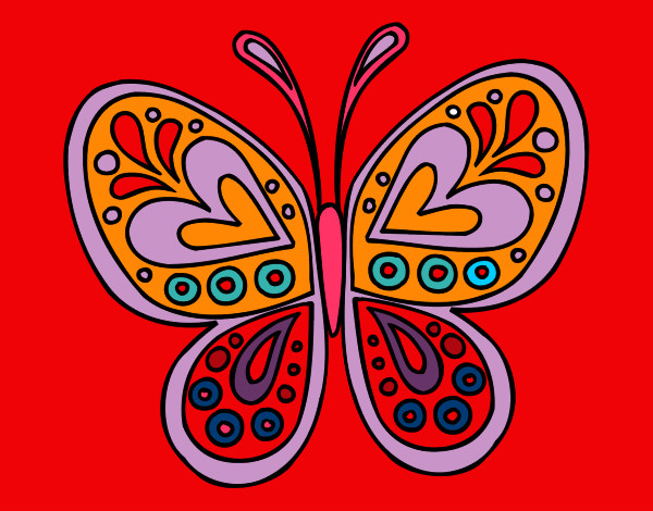Disegno Mandala farfalla pitturato su margherita