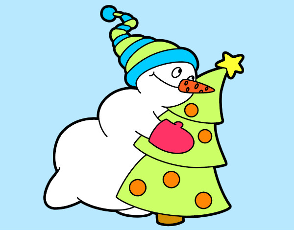 Disegno Pupazzo di nev abbracciare albero pitturato su Daniele05