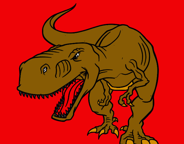 Disegno Tyrannosaurus Rex arrabbiata pitturato su Giusi