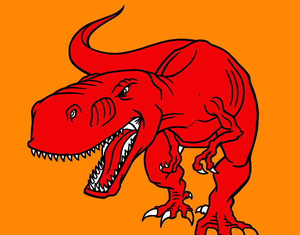 Disegno Tyrannosaurus Rex arrabbiata pitturato su Cerri