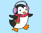 Disegno Pinguino con la sciarpa pitturato su Domi