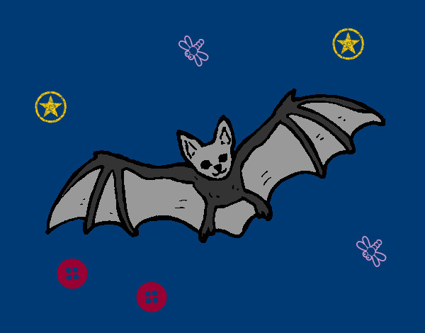 Disegno Pipistrello in volo  pitturato su rosario