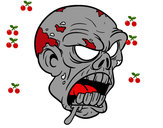 Disegno Testa di zombie pitturato su rami