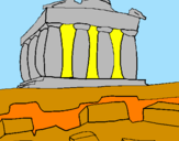 Disegno Partenone pitturato su alfredo 