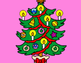 Disegno Albero di Natale con le candeline pitturato su Lara Menegolla