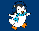 Disegno Pinguino con la sciarpa pitturato su Azzurra12