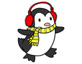 Disegno Pinguino con la sciarpa pitturato su brigitte
