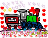 Disegno Treno con vagone pitturato su valerio