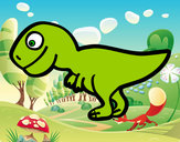 Disegno Giovane Tirannosauro rex pitturato su doremi
