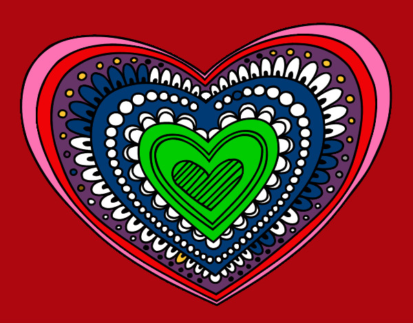 Disegno Mandala cuore pitturato su isabel