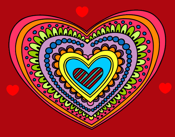 Disegno Mandala cuore pitturato su sofiam