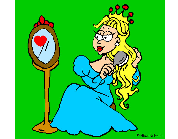Disegno Principessa con lo specchio  pitturato su estrelias