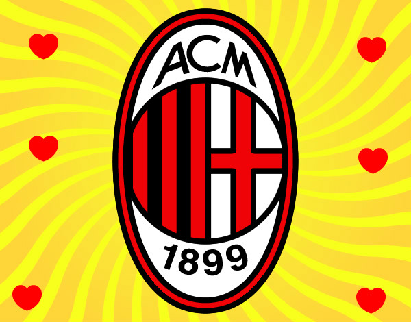 Disegno Stemma del AC Milan pitturato su gallo
