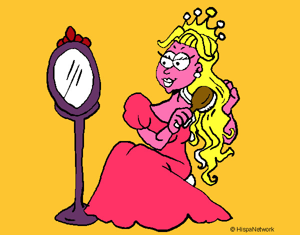 Disegno Principessa con lo specchio  pitturato su isabel