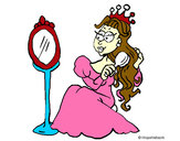 Disegno Principessa con lo specchio  pitturato su karyna