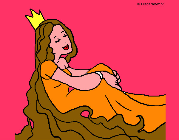 Disegno Principessa rilassata  pitturato su isabel