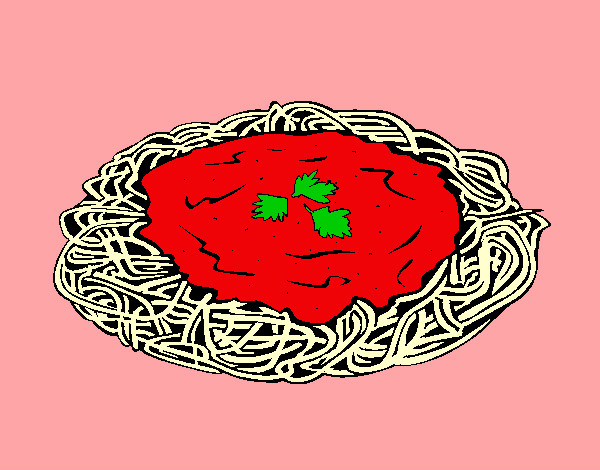 Disegno Spaghetti al formaggio  pitturato su Nikolette