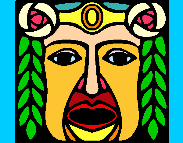 Disegno Maschera Maya pitturato su Daniele05
