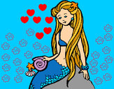 Disegno Sirena con la conchiglia  pitturato su Camilla28