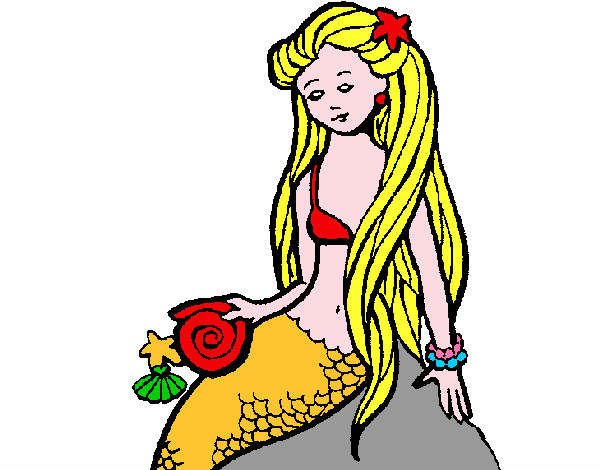 Disegno Sirena con la conchiglia  pitturato su sara2007