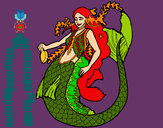 Disegno Sirena con una lunga chioma pitturato su Camilla28