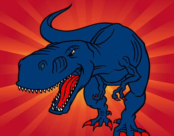 Disegno Tyrannosaurus Rex arrabbiata pitturato su marco72ueo