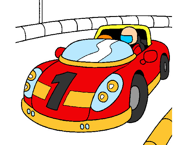 Disegno Auto da corsa pitturato su manulla