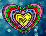Disegno Mandala cuore pitturato su coccinella