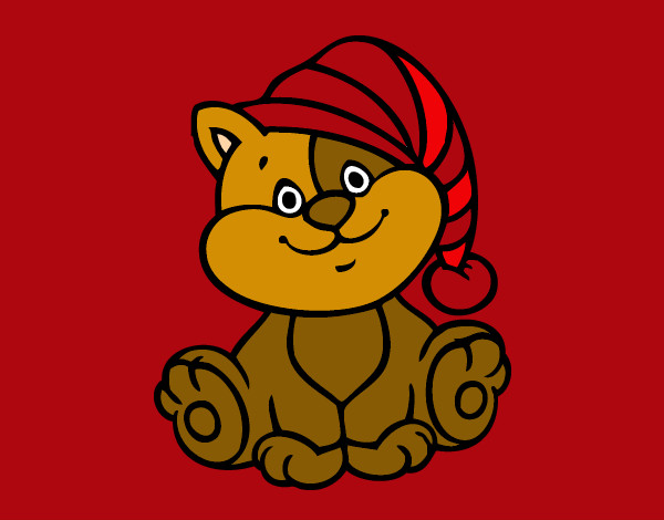 Disegno Gatto con cappello pitturato su vincy