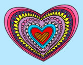 Disegno Mandala cuore pitturato su vincy